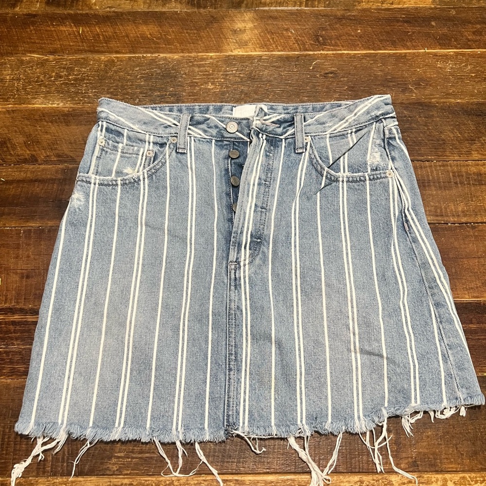 Boyish Pinstripe Denim Skirt